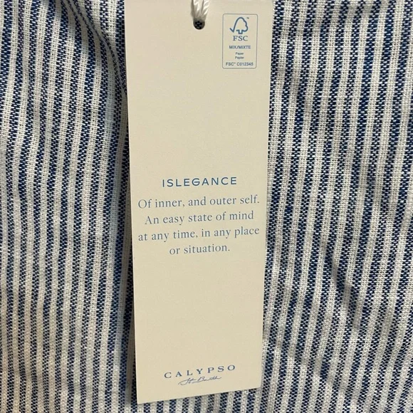 LARGE Calypso St. Barth Linen Blend Striped with Lemons Sleeveless Casual Dress - Picture 6 of 6